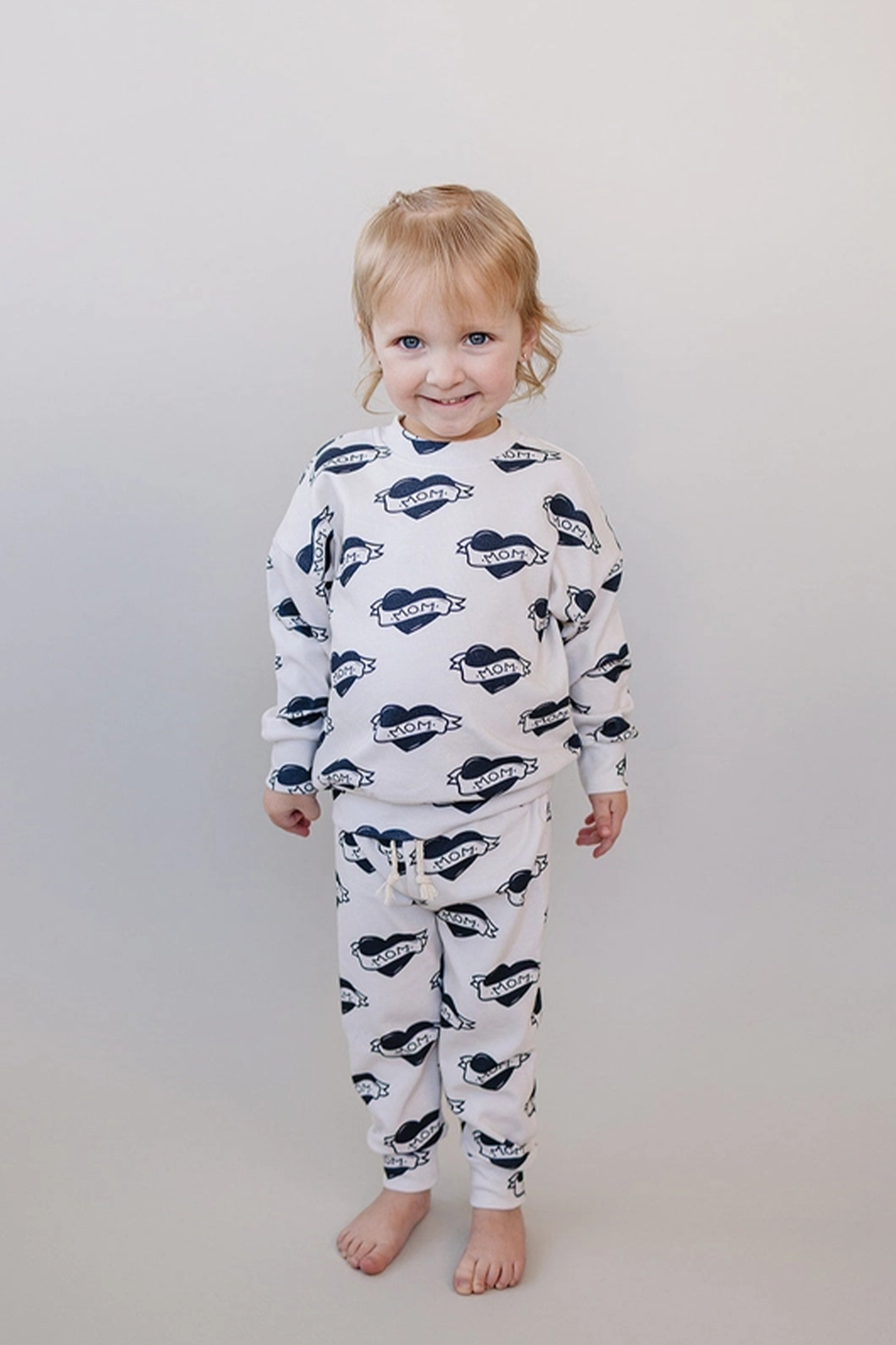 Mom Tattoo Jogger Set | White