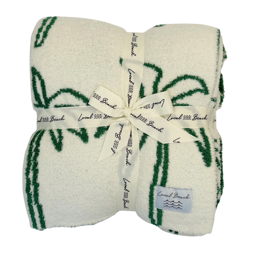 Palm Tree Luxe Home Blanket | Green & Cream